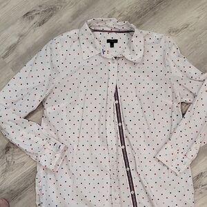 Talbots White Polka Dot Blouse